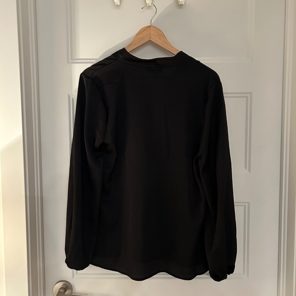 Black Satin-finish Blouse with Bow - Size Medium - New - Never Worn - Picture 4 of 4